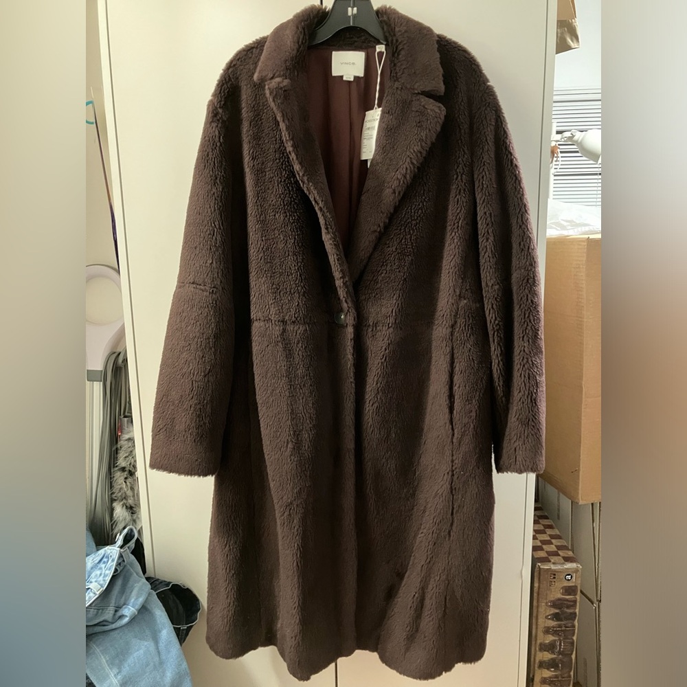 Vince Women's Brown Teddy Long Coat